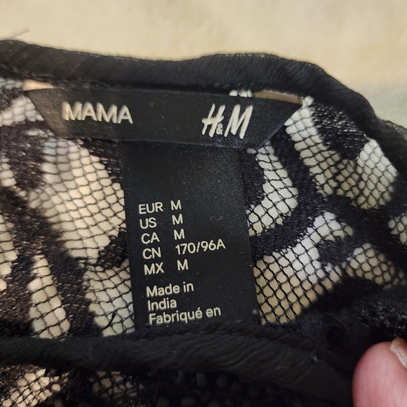 H&M MAMA maternity top, black beaded empire waist, size M, EUC - Picture 2 of 9